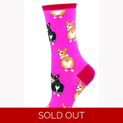 Corgi Butts - Ladies Pink Socks